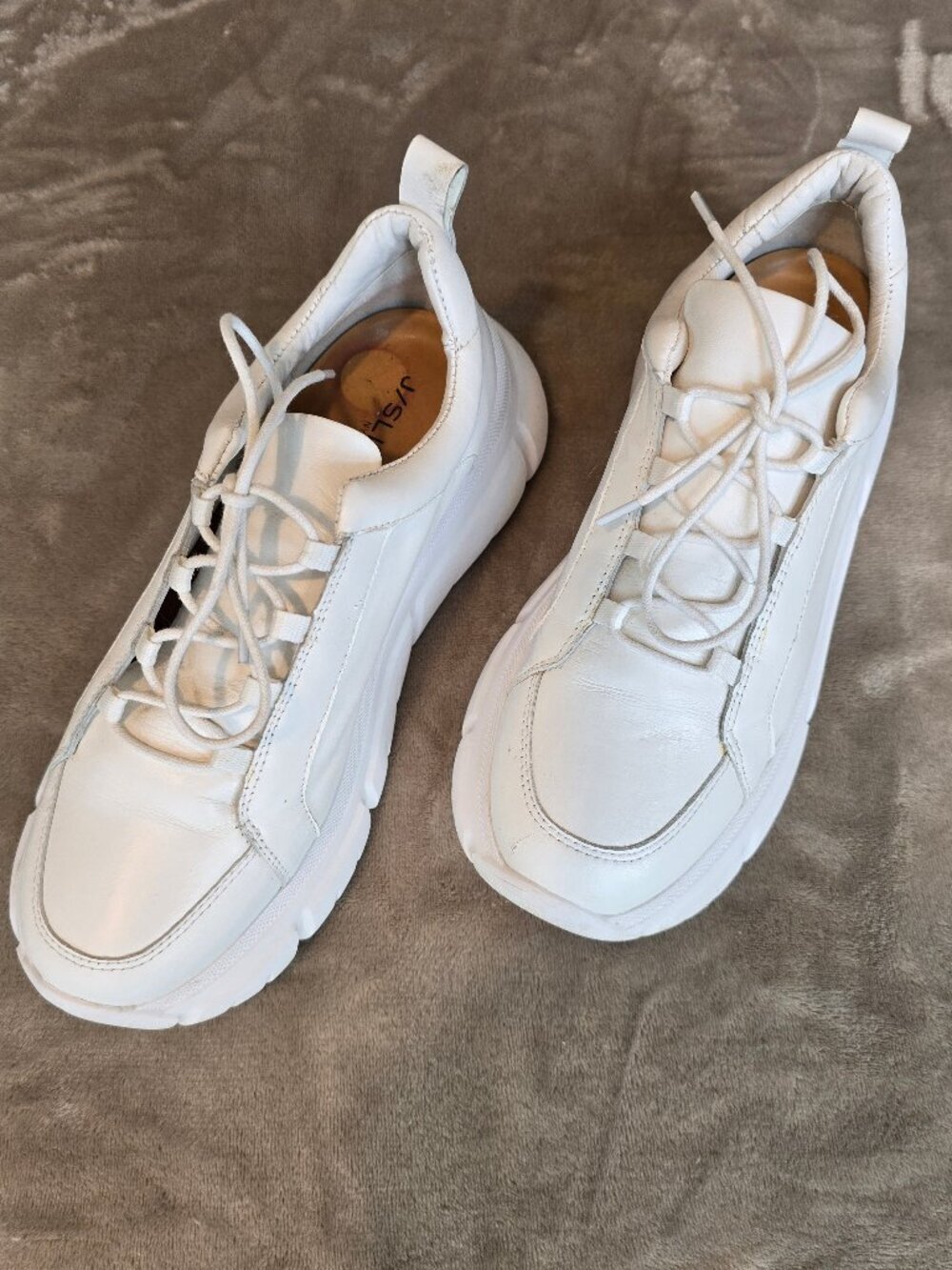 J/Slides NY White Leather West Platform Sneakers size 8.5 womens